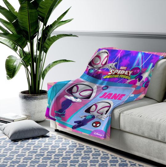 Personalized Name Spider Gwen Blanket , Spidey and His Amazing Friends, Spiderman Blanket