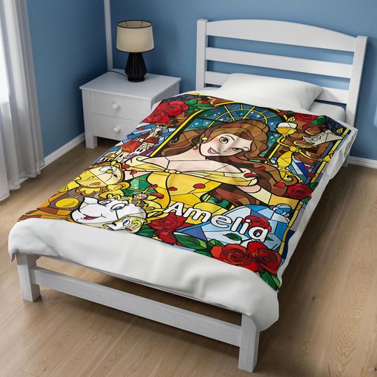 Personalized Beauty And The Beast Blanket, Belle Princess Blanket