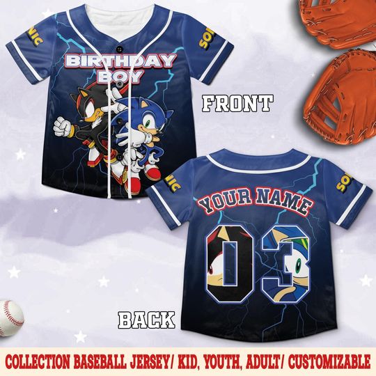 Custom Sonic Shadow The Hedgehog Baseball Jersey