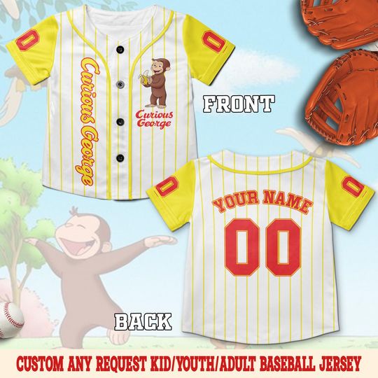 Curious George Birthday Baseball Jersey, Curious George Baseball Shirt