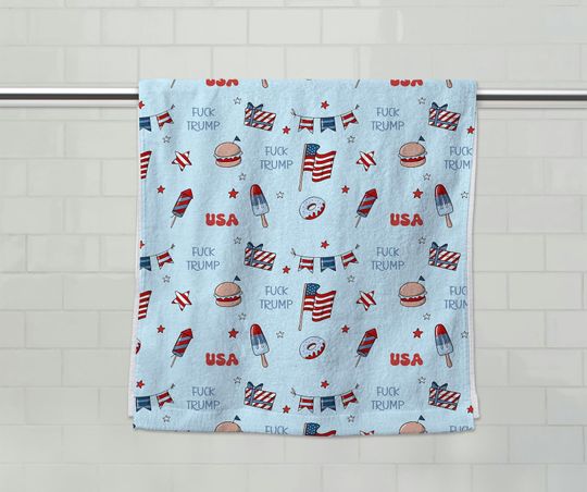 Subtle F*ck Trump Hand Towel, Fourth of July Dish Towel, Liberal Gag Gift