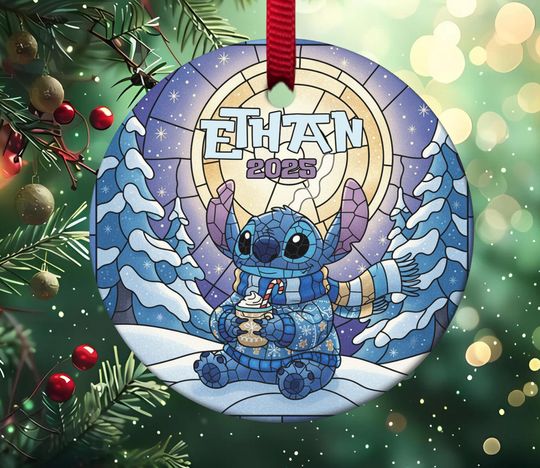 Personalized Stitch Christmas Ornament, Customized Stitch 2025 Christmas Tree Decor Gift
