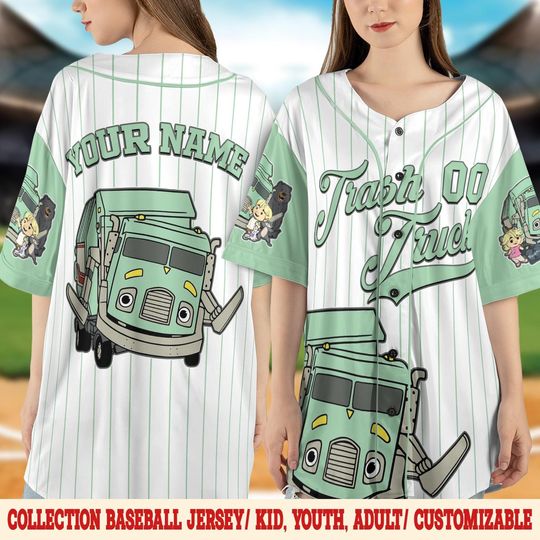 Personalized Trash Truck Baseball Jersey, Hank Trash Truck Birthday Boy, Birthday Girl Jersey, Trash Truck Family Birthday Matching