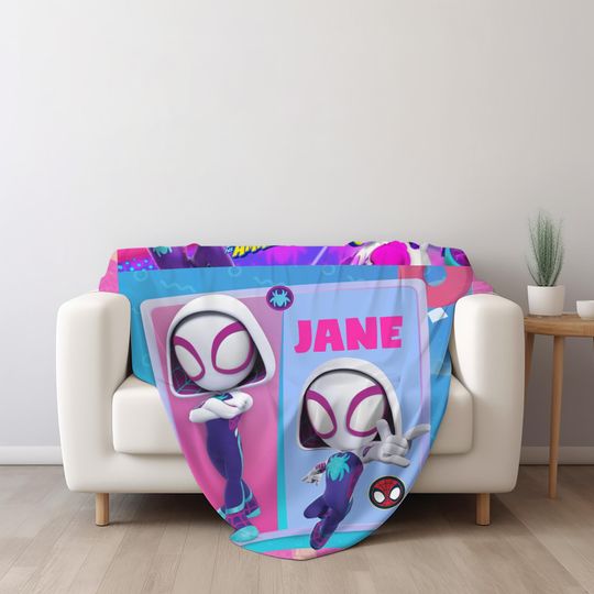 Personalized Name Spider Gwen Blanket , Spidey and His Amazing Friends, Spiderman Blanket