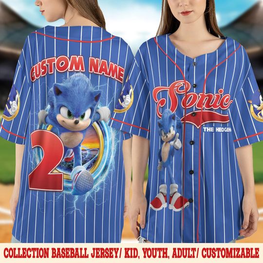 Personalized Sonic the Hedgehog Baseball Jersey, Retro Gamer Jersey