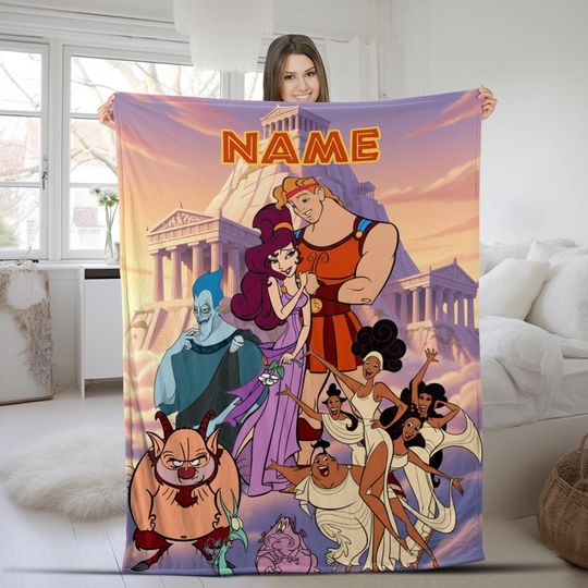 Hercules Movie Fleece Blanket, Hercules Megara Hades Home Decor