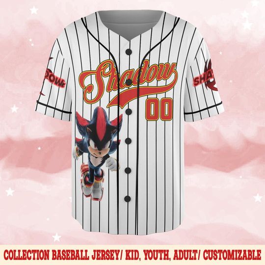 Customized Shadow The Hedgehog White Stripe Baseball Jersey