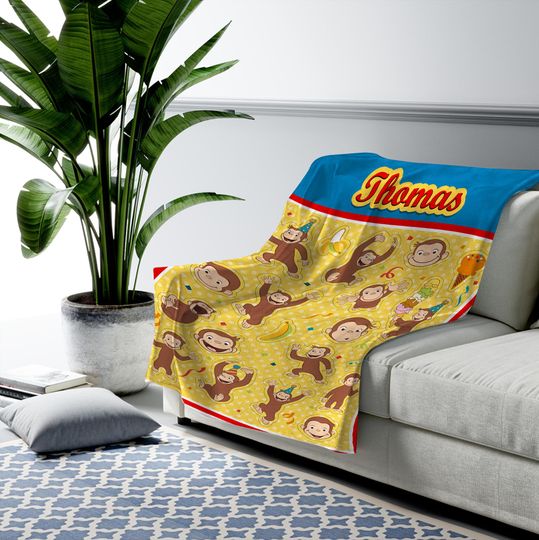 Personalized Curious George Blanket Curious George Fleece Blanket