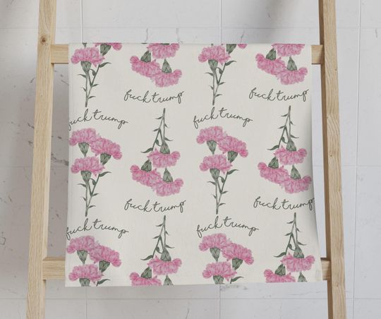 Pretty Spring Flower Subtle F*ck Trump Towel, Bathroom Guest Hand Towel