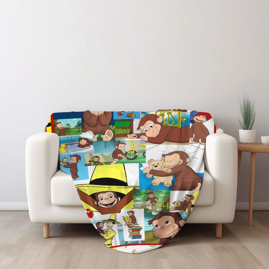Personalized Curious George Blanket, Curious George Throw Blanket, Custom Name Blanket, Birthday Gift