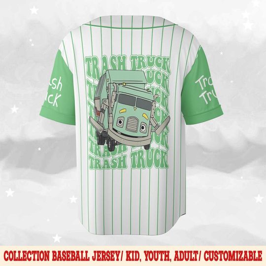 Personalized Trash Truck Baseball Jersey, Trash Truck Family Birthday