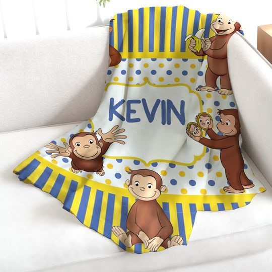 Personalized Curious George Blanket, Curious George Fleece Blanket