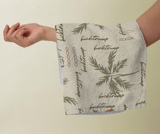 Tropical Palm Tree Funny Dish Towel, Hidden Message Political Hand Towel