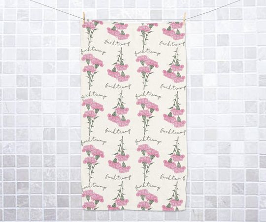 Pretty Spring Flower Subtle F*ck Trump Towel, Bathroom Guest Hand Towel