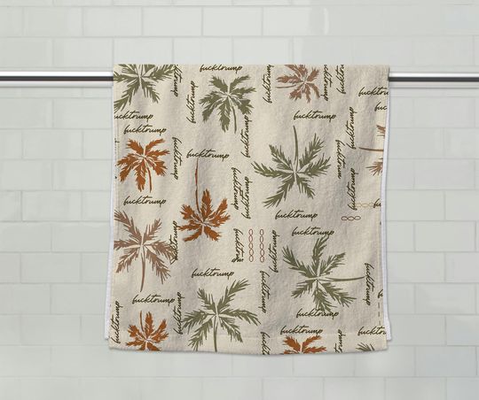 Tropical Palm Tree Funny Dish Towel, Hidden Message Political Hand Towel