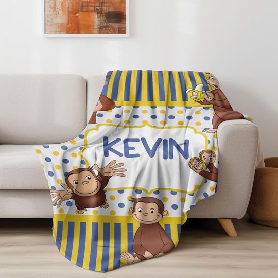 Personalized Curious George Blanket, Curious George Fleece Blanket