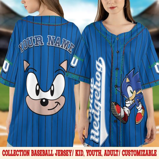 Personalized Sonic Baseball Jersey, Custom Sonic Jersey, Sonic Birthday Gift, Sonic Birthday Boy Jersey, Knuckles Shadow