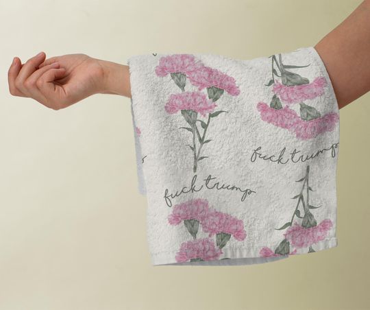 Pretty Spring Flower Subtle F*ck Trump Towel, Bathroom Guest Hand Towel