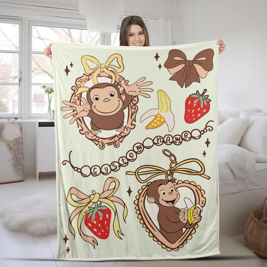 Personalized Curious George Blanket, Curious George Blanket, Custom Name Blanket