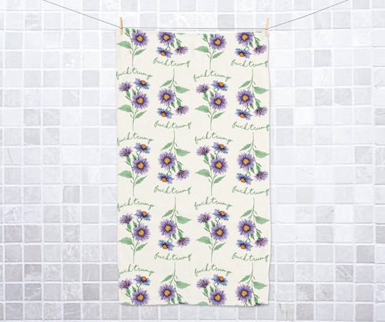 Pretty Spring Flower Subtle Fck Trump Towel, Bathroom Guest Hand Towel