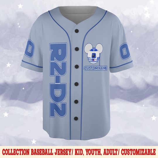 Custom R2-D2 Star Wars Baseball Jersey, Droid Astromech Shirt, Galaxy Theme Baseball Tee