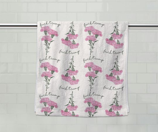 Pretty Spring Flower Subtle F*ck Trump Towel, Bathroom Guest Hand Towel