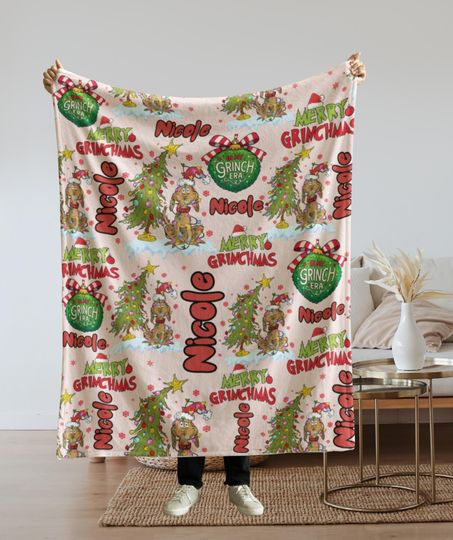 Personalized Merry Grin Blanket, Custom funny character Christmas Blanket, In My funny character Era Blanket, Grin Custom Blanket, Personalized Gift