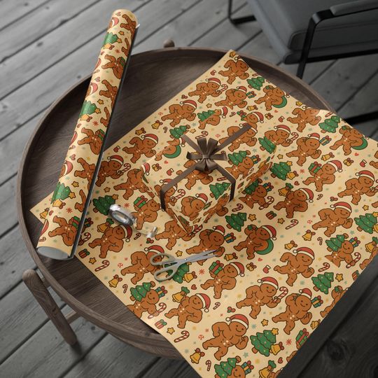 Funny Buff Gingerbread Men Christmas Wrapping Paper