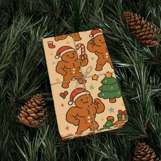 Funny Buff Gingerbread Men Christmas Wrapping Paper