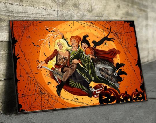 Hocus Pocus Halloween Lover Poster, Sanderson Sisters Art Print, Movie Characters Wall Art