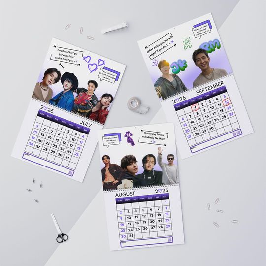 BTS Wall Calendar 2026 | K-Pop Monthly Planner