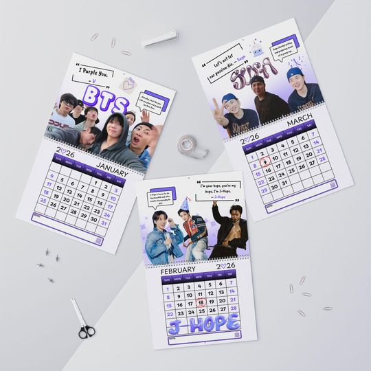BTS Wall Calendar 2026 | K-Pop Monthly Planner