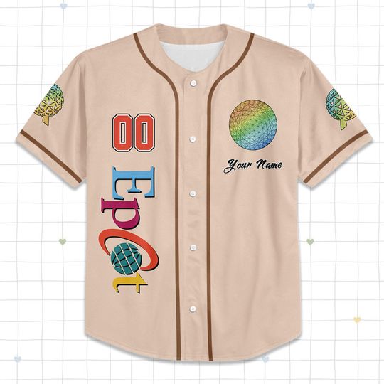 Personalize Disney Epcot World Baseball Jersey Collection Choose Style, Mickey And Friends Disney Girl Trip Gift For Kid Youth Adult