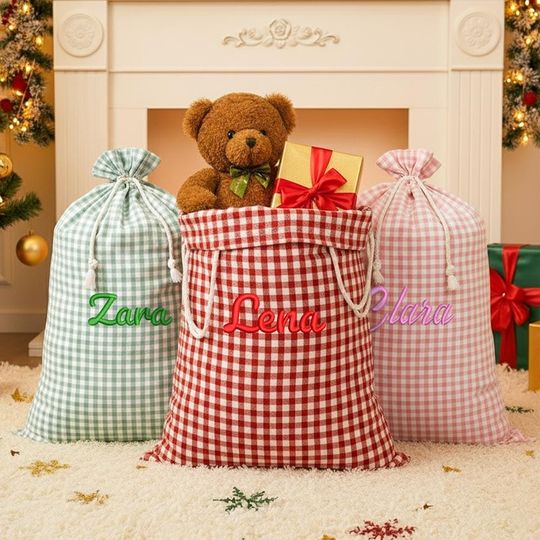 Embroidered Christmas Backpack, Personalized Santa Sack Bag (50x70cm)
