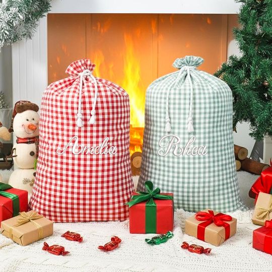 Embroidered Christmas Backpack, Personalized Santa Sack Bag (50x70cm)