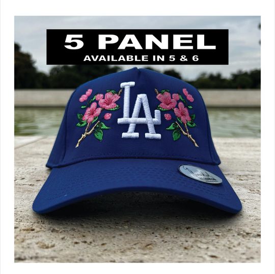 Cherry Blossom LA Dodgers Snapback Hat: Embroidered Baseball Cap, Hats for women