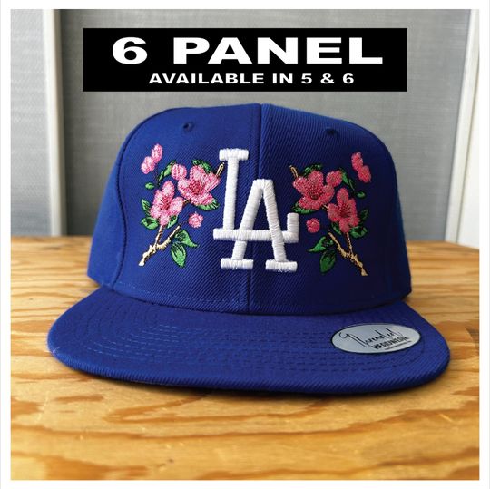 Cherry Blossom LA Dodgers Snapback Hat: Embroidered Baseball Cap, Hats for women