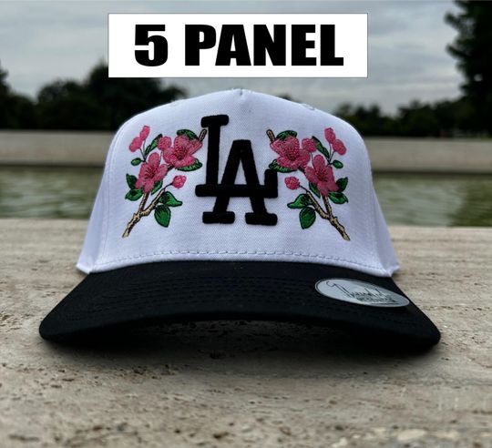 Cherry Blossom LA Dodgers Snapback Hat: Embroidered Baseball Cap, Hats for women