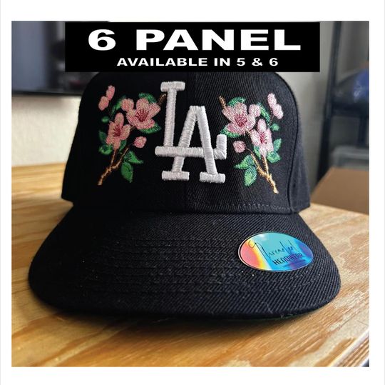 Cherry Blossom LA Dodgers Snapback Hat: Embroidered Baseball Cap, Hats for women
