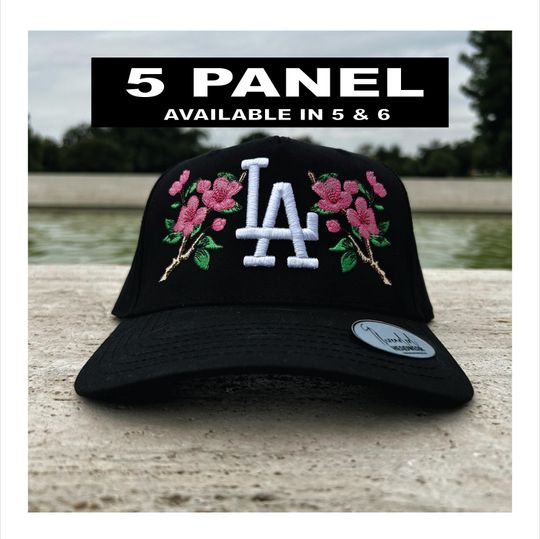 Cherry Blossom LA Dodgers Snapback Hat: Embroidered Baseball Cap, Hats for women