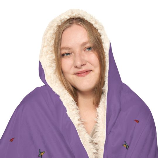Fall Bear Lt Purple Hooded Blanket | Winter | Christmas Gift