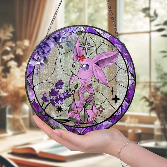 PKM Glass Suncatcher Electric Bloom Window Art Gift for Collectors Home Decor