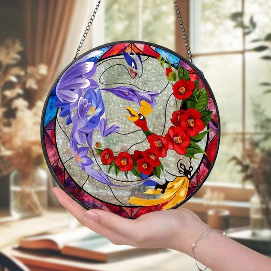 Haunted Night PKM Glass Suncatcher, Legendary Ghost Window Art