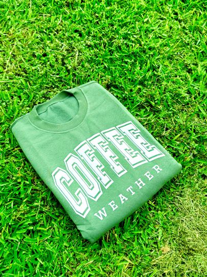 Coffee Weather Puff Sweatshirt, Christmas Puff Shirt, Xmas Lover, Puff Shirt, Embossed Coffee Lover Shirt, Christmas Coffee Puff Sweatshirt