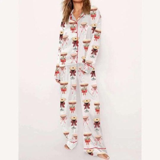 Espresso Martini Christmas Pajama Set | Satin Long Sleeve