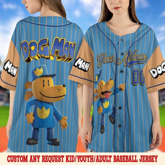 Custom Dog Man and Cat Birthday Baseball Jersey, Dog Man Baseball Jersey Shirt, Dog Man Cat Birthday Jersey Shirt