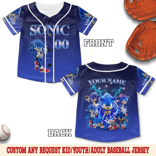 Sonic Baseball Jersey, Sonic the Hedgehog 3 Jersey, Shadow the Hedgehog Baseball Jersey