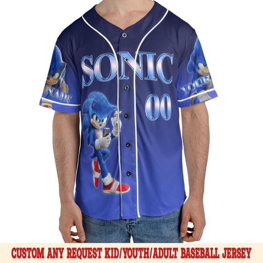 Sonic Baseball Jersey, Sonic the Hedgehog 3 Jersey, Shadow the Hedgehog Baseball Jersey