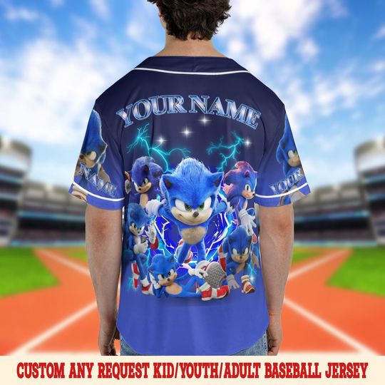 Sonic Baseball Jersey, Sonic the Hedgehog 3 Jersey, Shadow the Hedgehog Baseball Jersey