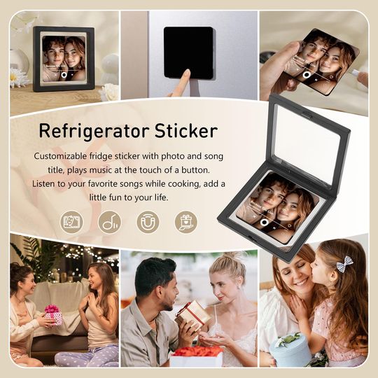 Personalized Music Fridge Magnet,Play Whole Song Music Box,Voicemail Keepsake for him/her